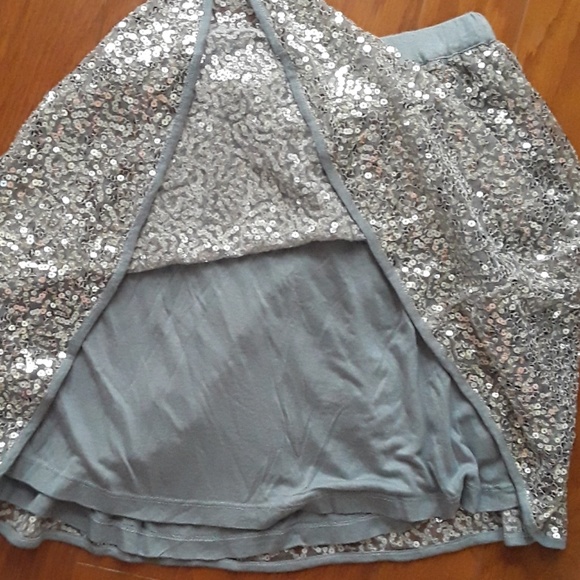 Le fromage et l'orange silver sequin skirt sz 10 - Picture 5 of 5